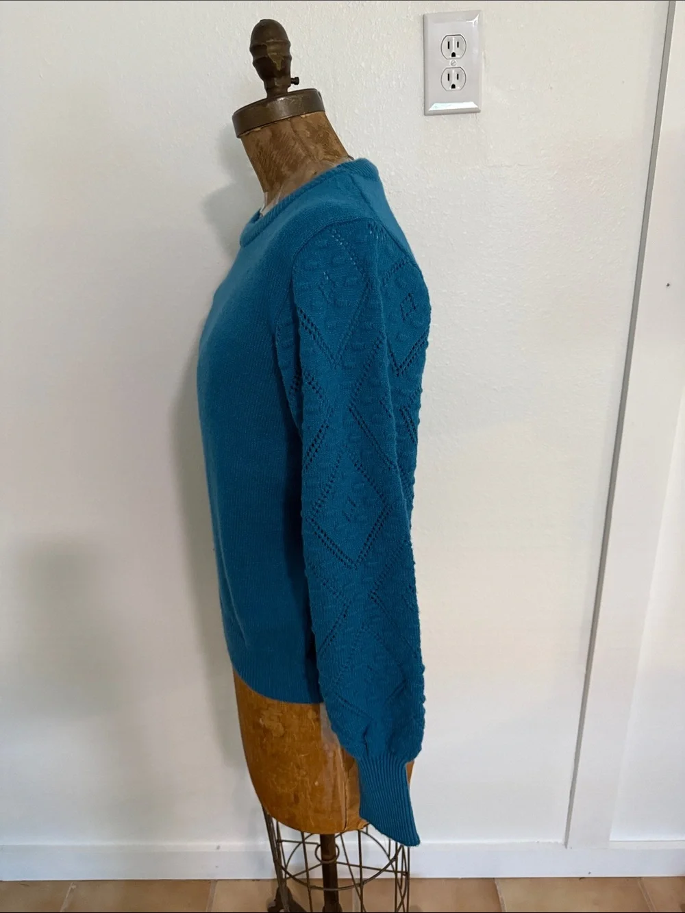 NWT Nanette Lepore Teal Pointelle Balloon-Sleeve Sweater - Sizes L & XL